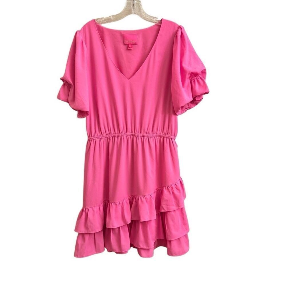 Lilly Pulitzer Martha Stretch Ruffle Dress in Prosecco Pink Size 16